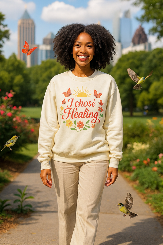 I Chose Healing Sweatshirt – Mental Health Awareness Crewneck | Self Care & Positivity Apparel